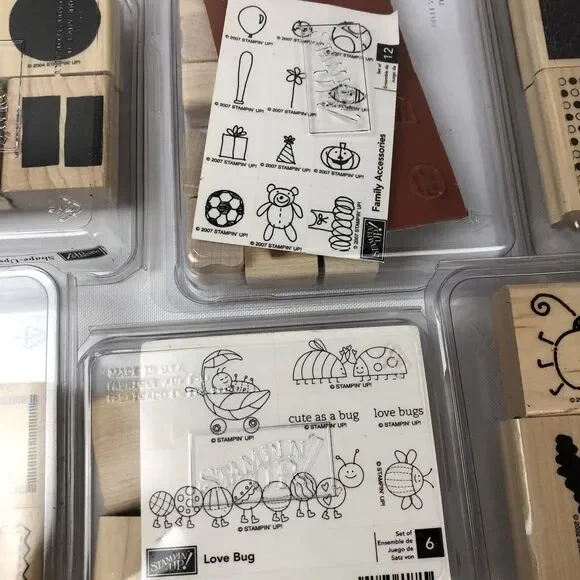 Huge Lot Of 78 Stampin' Up! Wood Mounted Rubber Stamps New And Used Retired